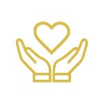 Yellow hands heart icon