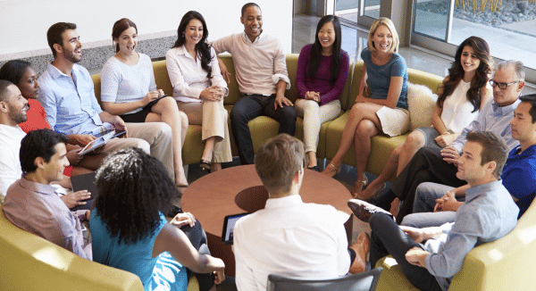 Image of a group of colleagues respectfully working together