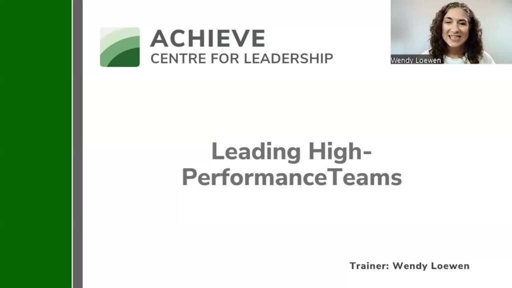Image of slide from webinar or Leading High Performance Teams