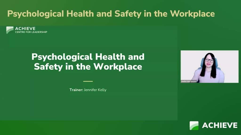 Psychological Health and Safety in the Workplace webinar slide