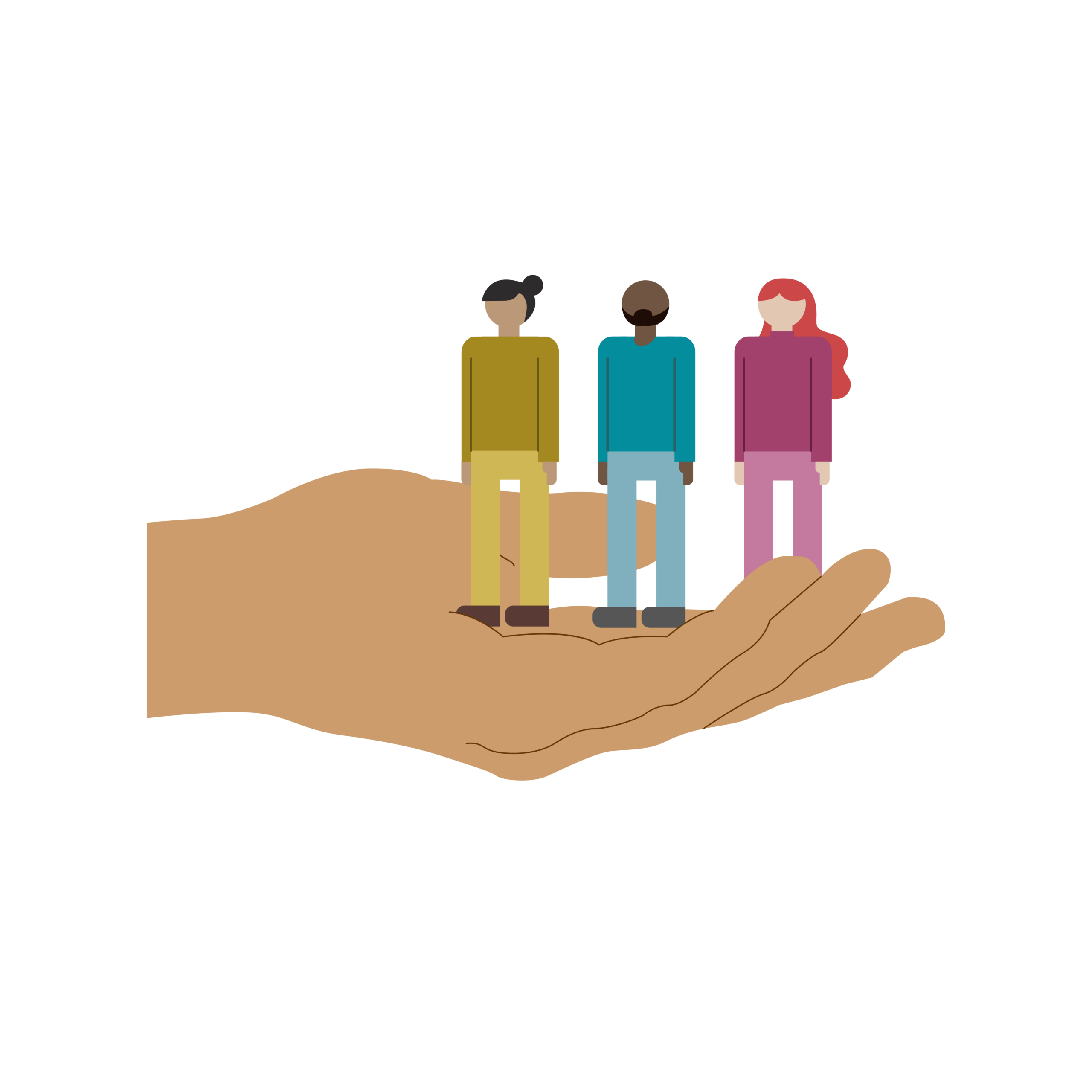Hand supporting diverse people figures for Invest in People portion of You Can Manage